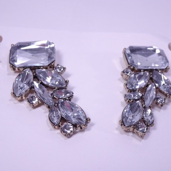 Banana Republic Crystal Wing earrings Statement Gold Clear NWT 49 - Picture 3 of 5